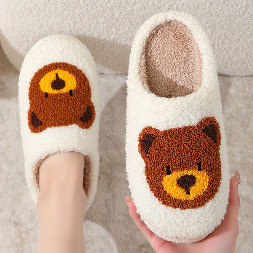 cartoon compared bear smiling face cotton women's Slippers