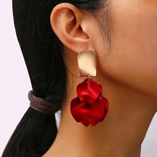 Earrings Petal Rose Simple Retro Red accessories