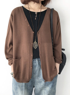 Women loose thin western-style sweater short jacket短款毛衣