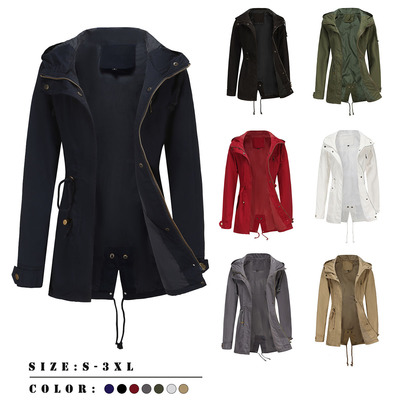 Cotton hooded windbreaker women's oversized loose jacket风衣