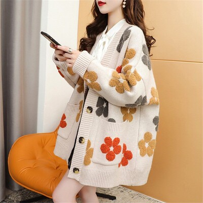 Sweater women's fresh and lazy style knitted cardigan 毛衣女