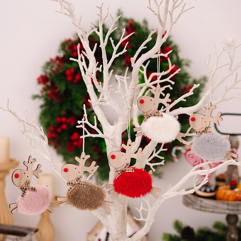 Christmas Deer Pendant Wooden Red Elk Pendant木制红麋鹿吊坠