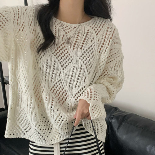 Women's knitted sweater with hollowed out base欧美针织毛衣