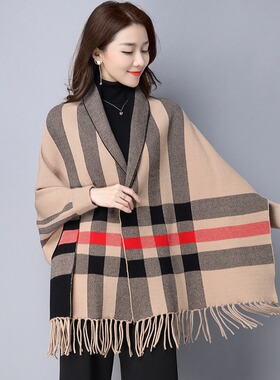 Shawl, women's scarf dual-use cloak tassel cloak女士流苏围巾
