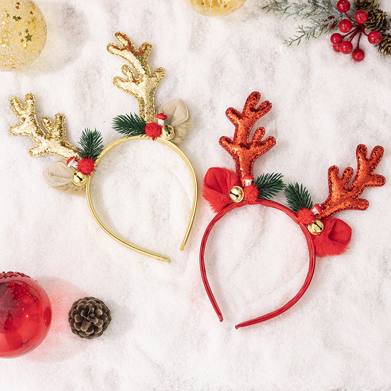 Christmas sparkling sequins antler head buckle亮片鹿角发箍