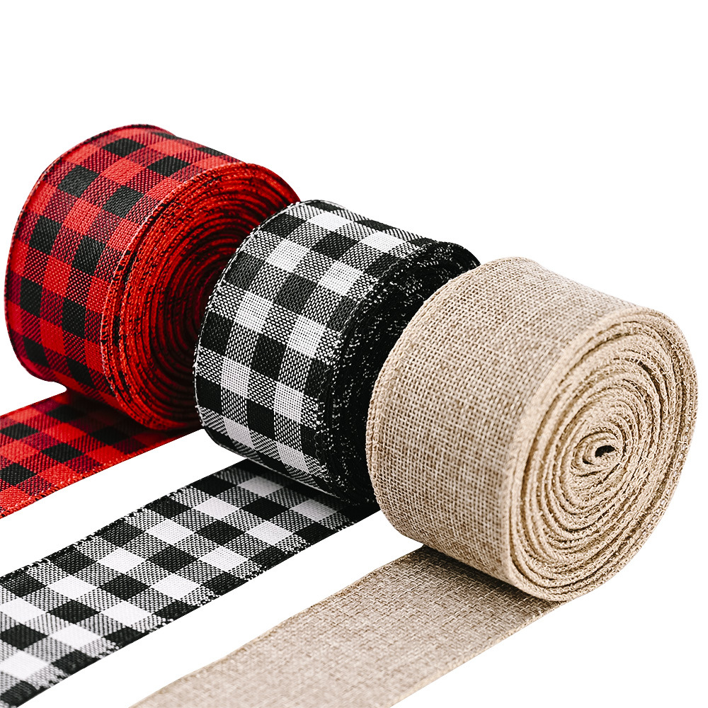 Christmas red and black checkered ribbon checkered webbing