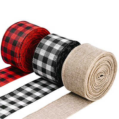 Christmas red and black checkered ribbon checkered webbing