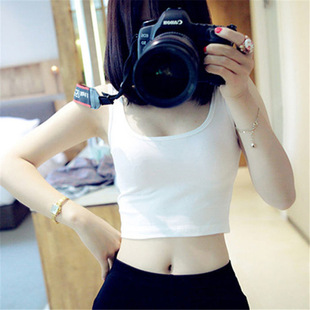 Summer Slim Short Top Women Sleeveless Tank Tops Black/White