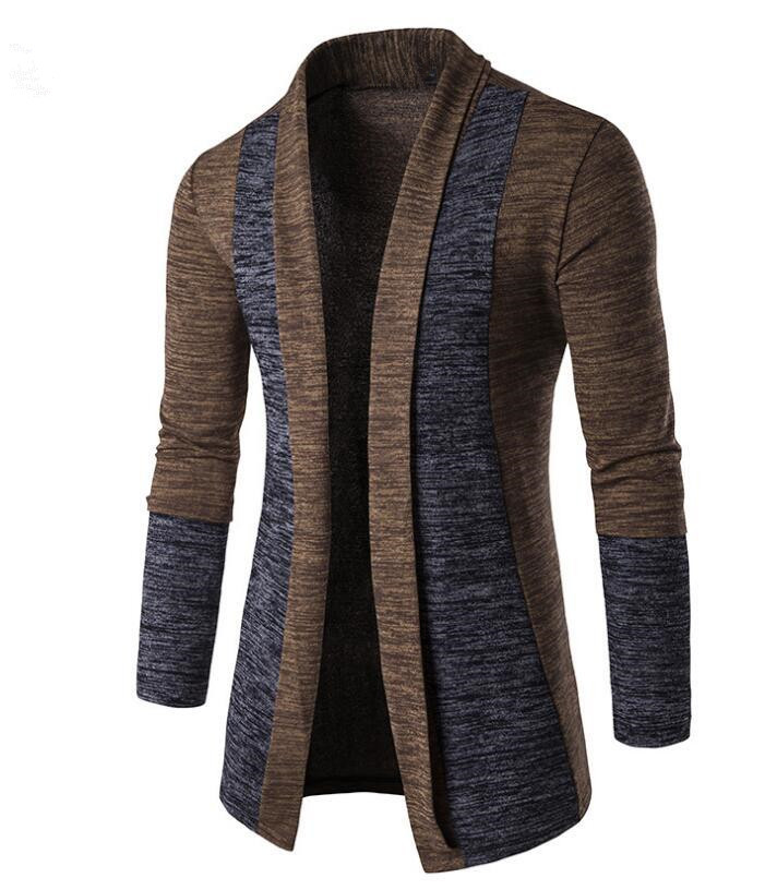 Men's cardigan patchwork contrasting knit sweater男针织毛衣