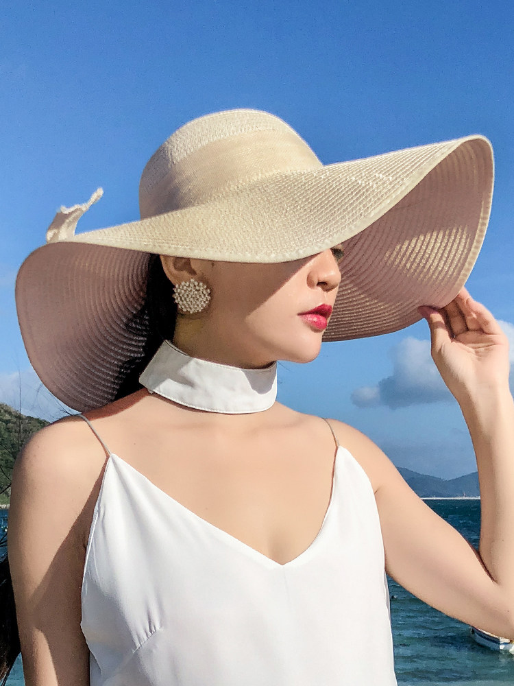 沙滩草帽子女夏天海边出游大帽檐防晒遮阳度假百搭大沿凉帽太阳帽