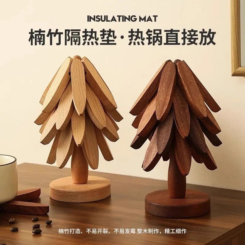 隔热垫一棵树桌垫碗垫杯垫创意家用防烫餐垫实木茶托可爱桌面摆件