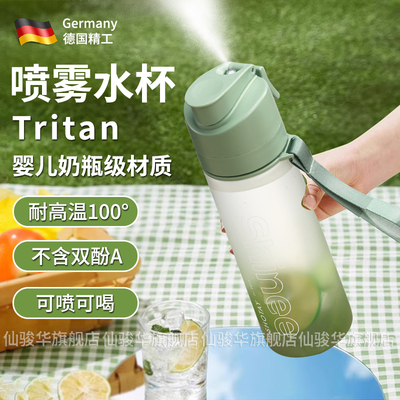 德国tritan喷雾水杯儿童上学专用运动夏天新款喷水水壶大容量男女