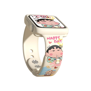 适用苹果手表s9表带iwatch7/6/5/4/3苹果s8手表智能专用个性潮牌男女生通用款可爱硅胶印花高级替换表带新款