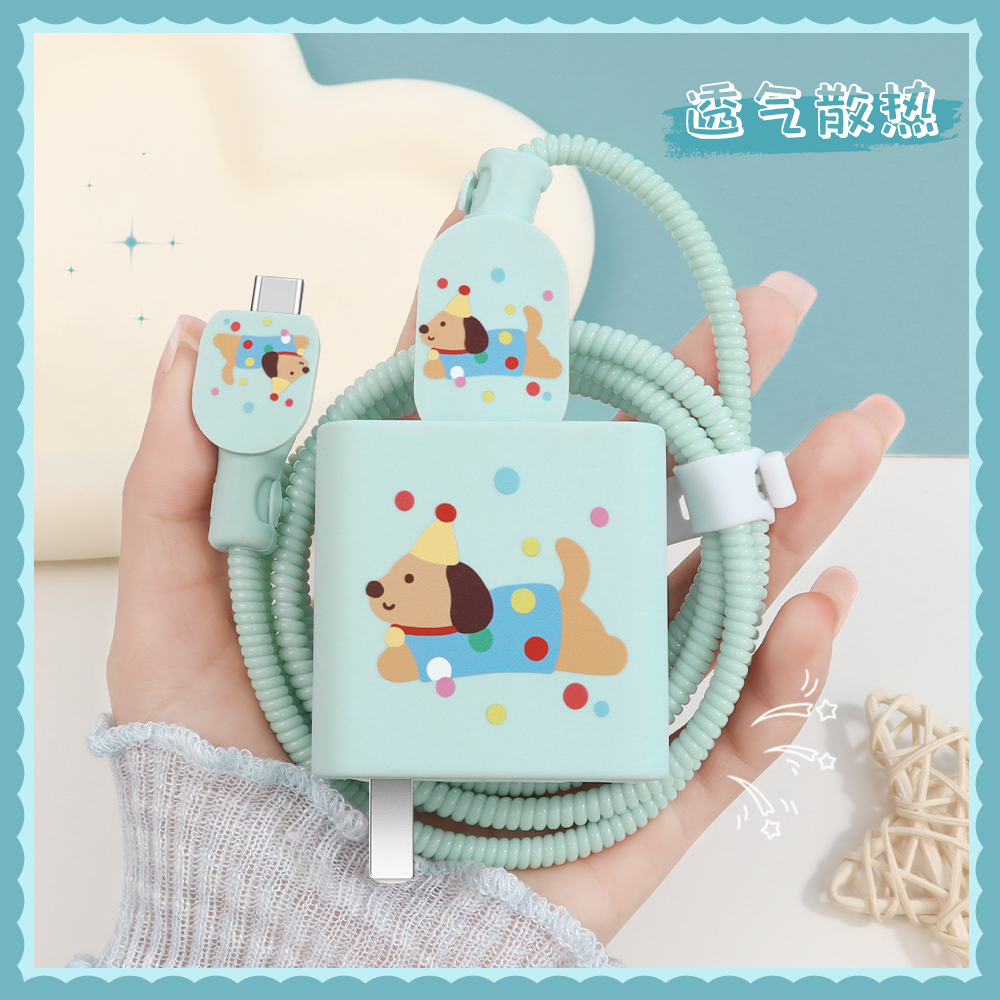 充电器数据线保护套印花硅胶新款