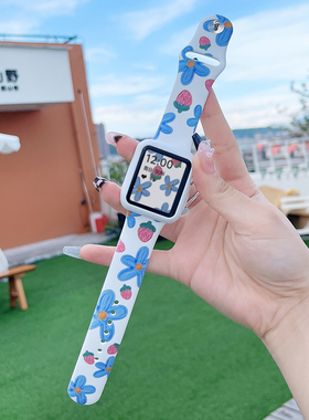 适用iwatch表带苹果手表applewatch6代7SE5/4/3/2/1代潮牌卡通硅胶运动44mm42女38mm40通用iphoneseries6表带