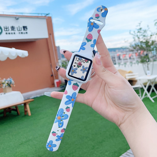 iWatch表带印花草莓花