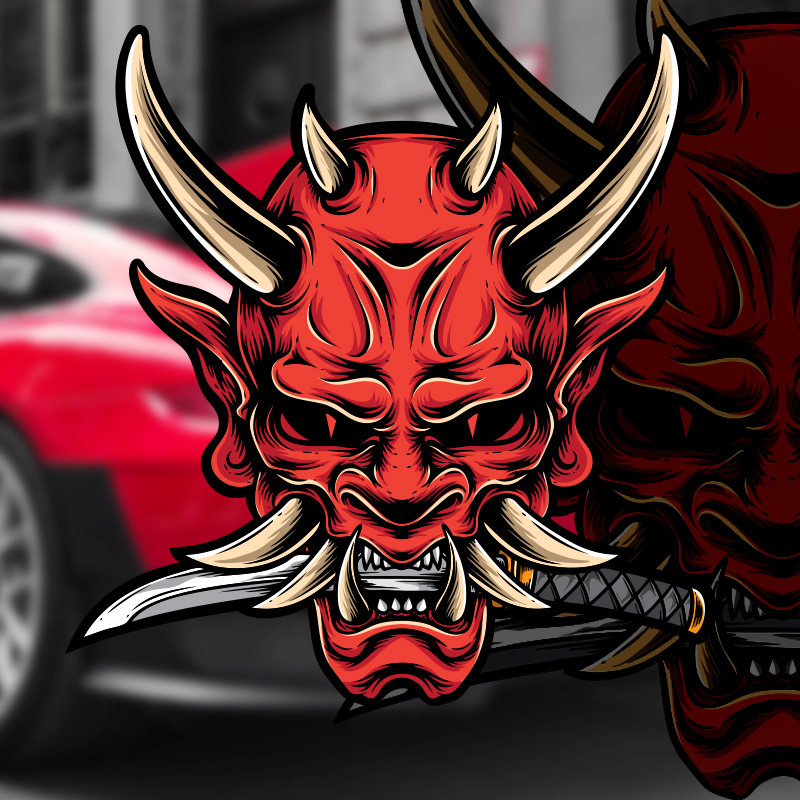 鬼武士汽车划痕遮挡车贴电动车摩托车贴纸车身车门创意装饰贴画