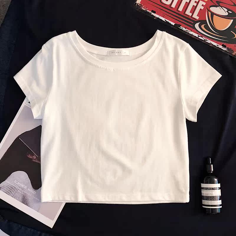 White T-shirt Short sleeved 2019 new pattern Self cultivation Solid T-shirt Korean Edition pure cotton Paige Navel have cash less than that is registered in the accounts jacketin the Women's clothing/Boutique , T-shirt  category - from Buy2taobao.com to provide professional Taobao agent buy service
