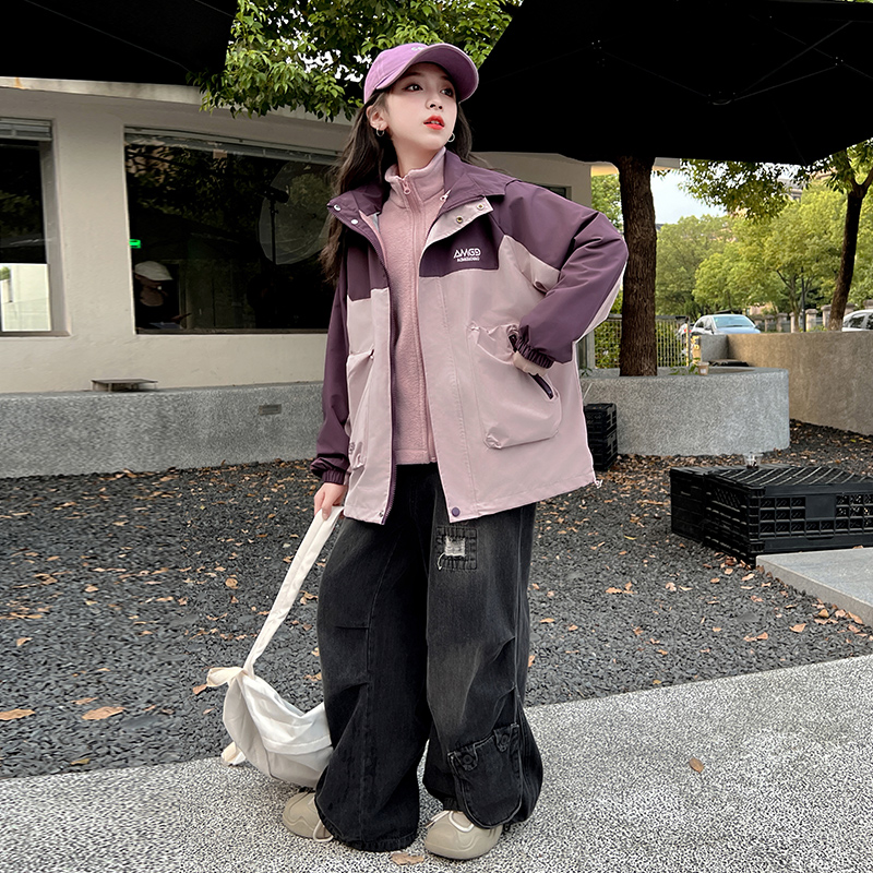 童秋装2025新款儿童冲锋衣三合一