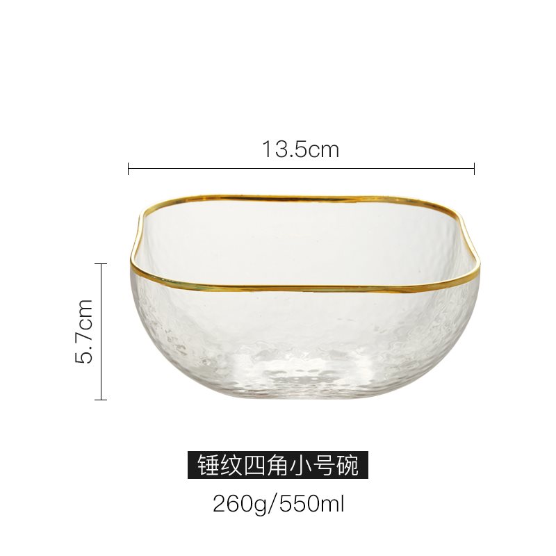 北欧金边锤目纹冰花玻璃碗日式大号沙拉碗家用方形水果甜品碗汤碗在类目 餐饮具, 餐具, 碗中 - 来自Buy2taobao.com提供专业的淘宝代购服务