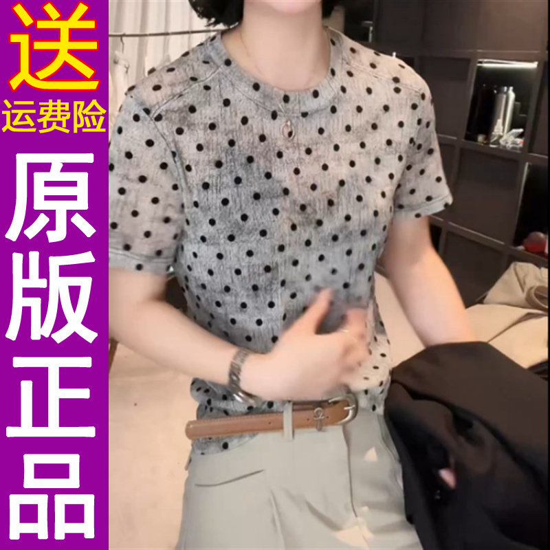 正品2026夏季减龄波点短袖T恤女