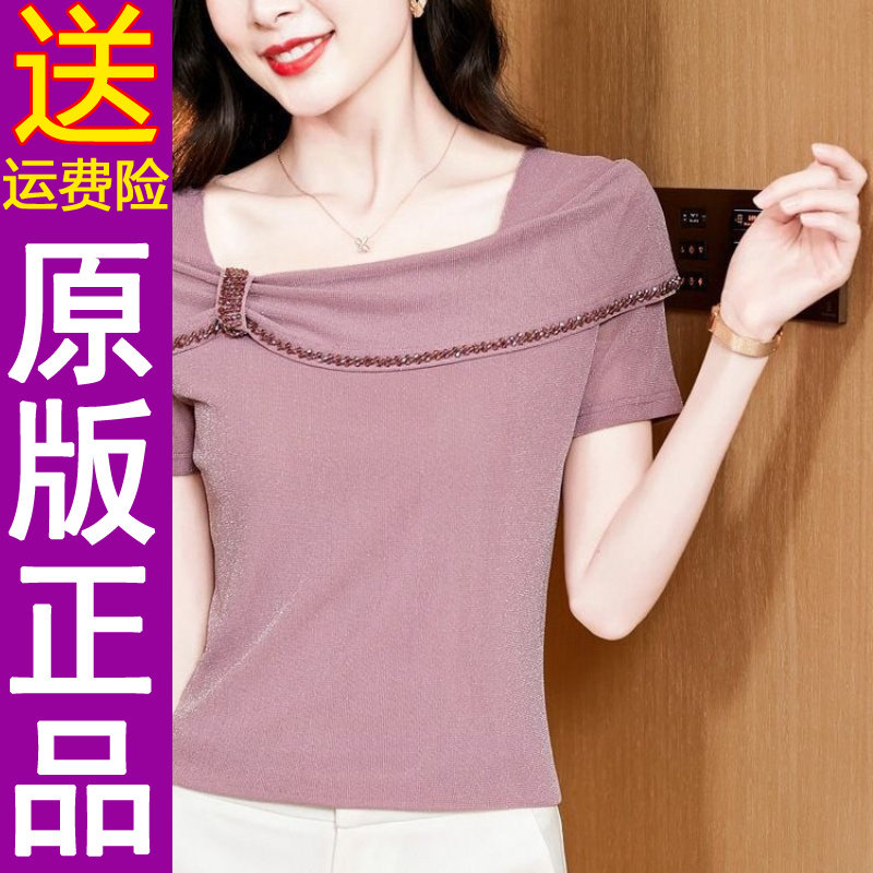 正品气质短袖T恤女2026夏季蝴蝶