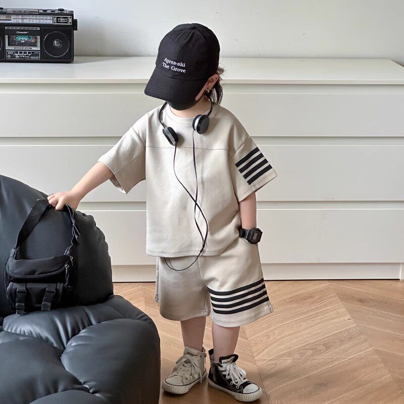 男童套装2024新款夏季酷帅简约韩版两件套儿童薄款短袖运动休闲服