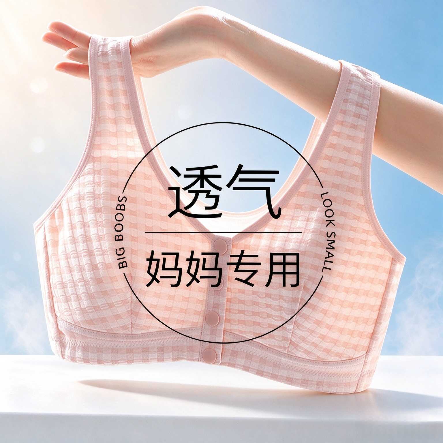 中老年里棉前扣内衣妈妈文胸无钢圈大码背心人老人无海绵运动胸罩