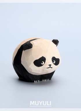 手工木雕熊猫丨办公室办公桌工位摆件稳定情绪桌面装饰摆件礼物