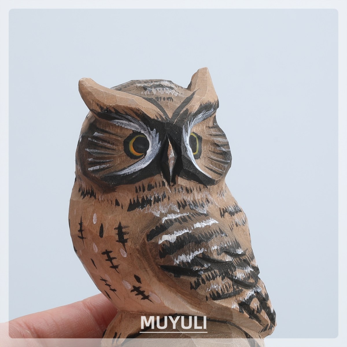 手工木雕猫头鹰丨小鸟办公室工位电脑桌面摆件创意装饰品可爱礼物