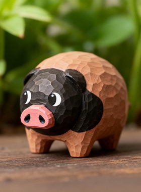 小猪猪惊堂木纯手工木雕摆件逐玉周边电视剧同款可爱电脑桌面装饰