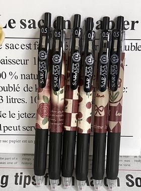 zebra斑马官方正品限定干枯玫瑰法国花朵JJ15按动笔SARASA签字笔考试刷题笔玫瑰花中性笔学生用速干黑色笔