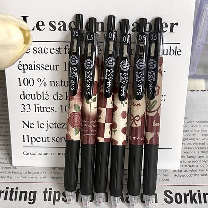 zebra斑马官方正品限定干枯玫瑰法国花朵JJ15按动笔SARASA签字笔考试刷题笔玫瑰花中性笔学生用速干黑色笔