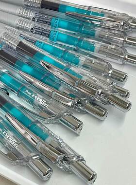 【松石绿】日本Pentel派通中性笔BLN75按动学生用手账中性笔BLN75tl Infree速干高级透明杆针管尖水笔energel