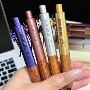 TANOOCI塔诺塞新暗夜系中性笔小巧胖胖笔潮流复古风檀木笔握进口笔芯0.5黑色浓墨按动水笔便携口袋笔同款三菱