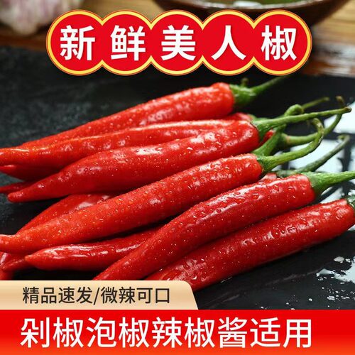 新鲜红辣椒美人椒大红辣椒微辣剁椒泡椒现摘当非二荆条小米
