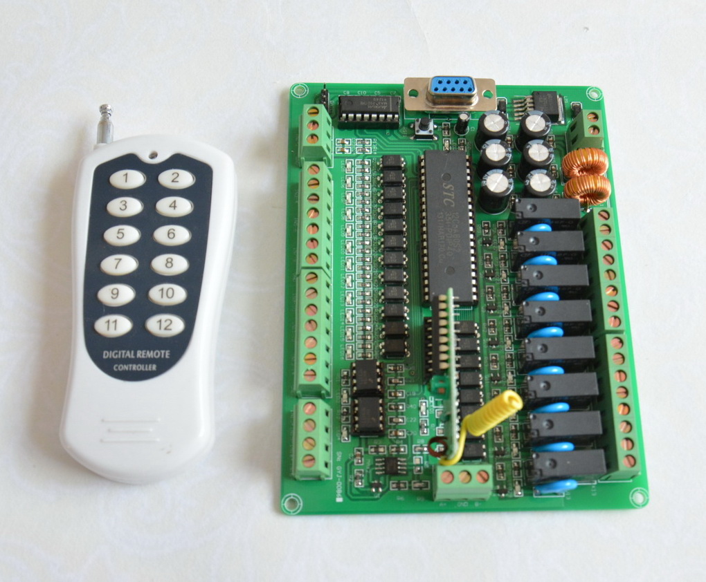 16路输入8路输出单片机可编程继电器工业控制板232/485通信可遥控