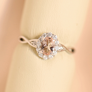 天然摩根石戒指S925纯银仙女粉色宝石项链简约吊坠送礼物彩宝套装