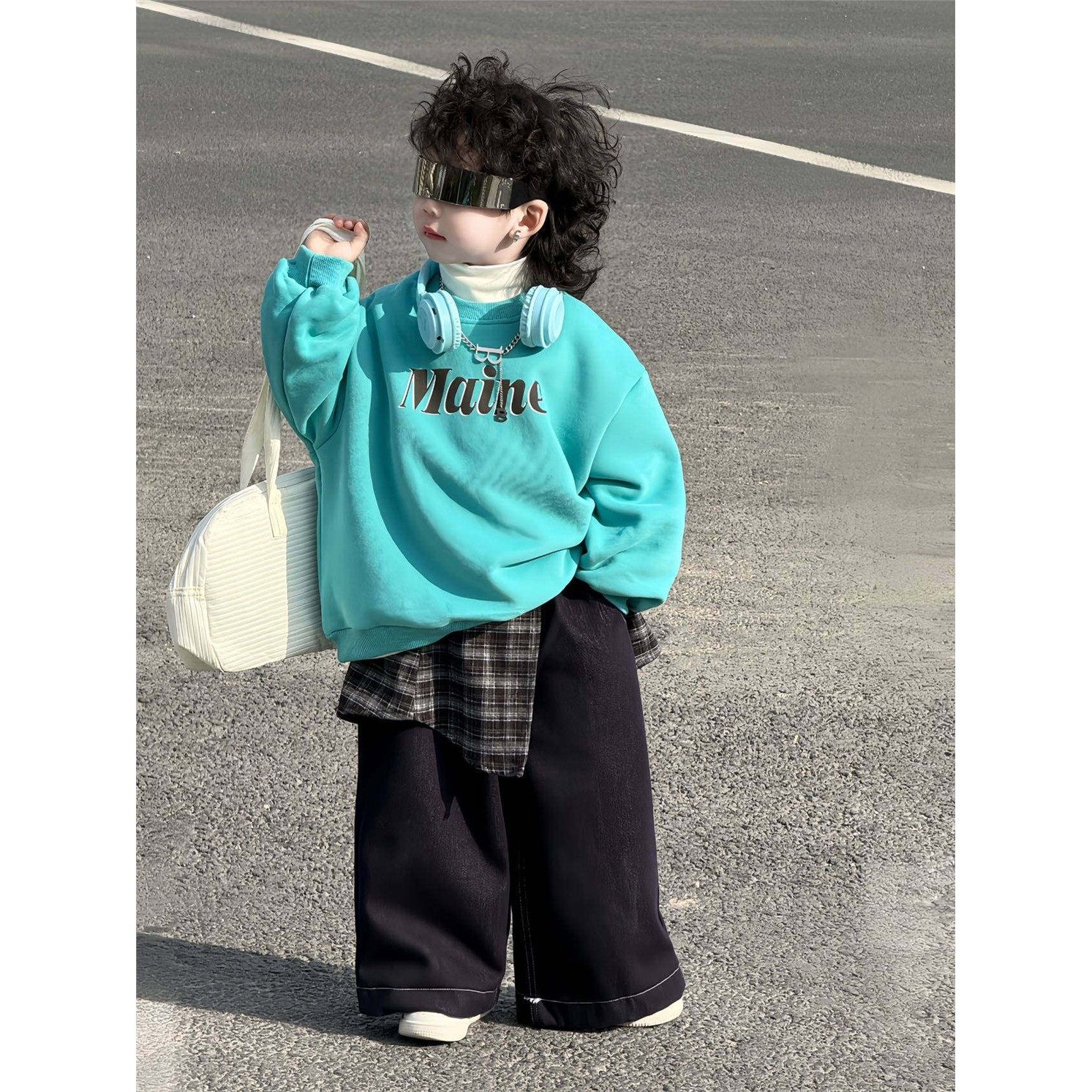 欧洲站楚航潮品男童加绒卫衣屁帘牛仔裤2025深秋冬装新款帅气酷帅,童装/婴儿装/亲子装,套装,淘宝优惠券,粉丝福利购,淘宝优惠卷