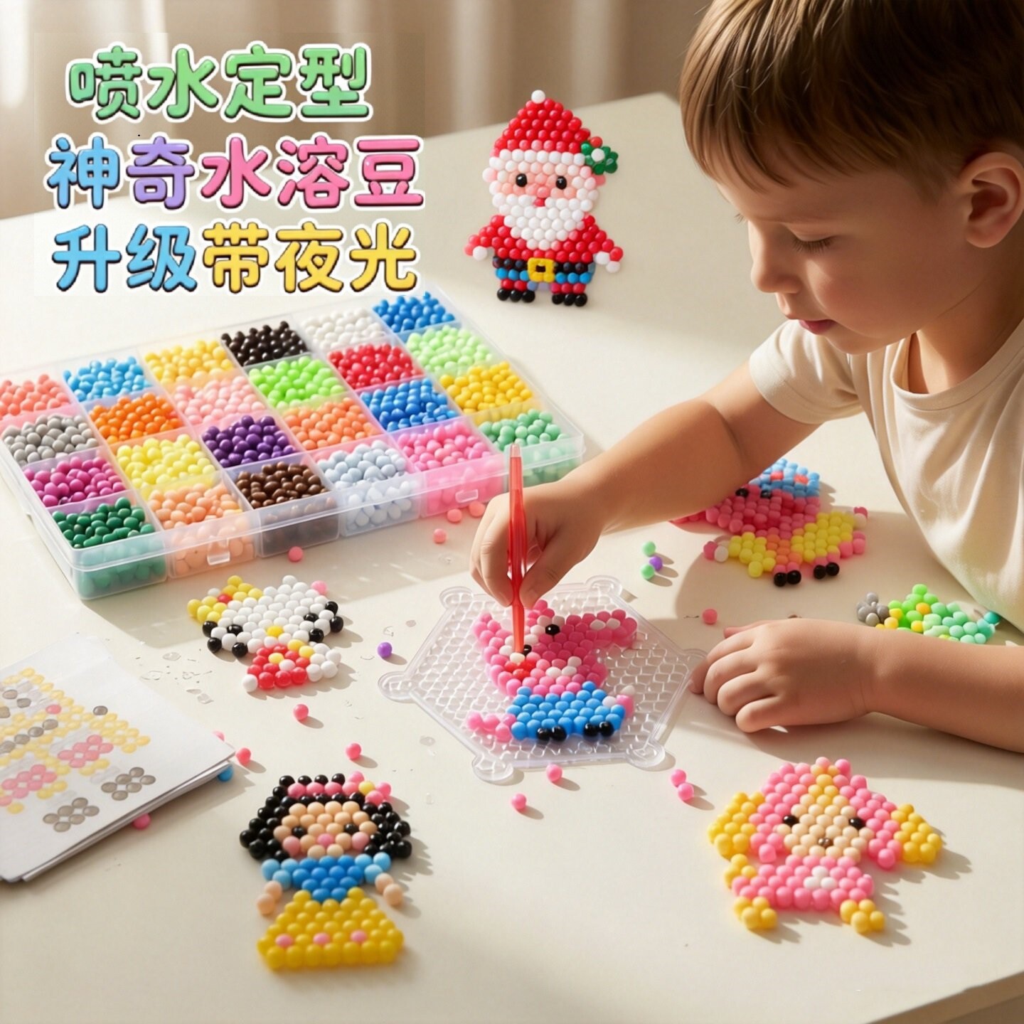夜光珠训练女童手工diy拼图制作小学生宝宝玩具5-10岁以上魔法珠