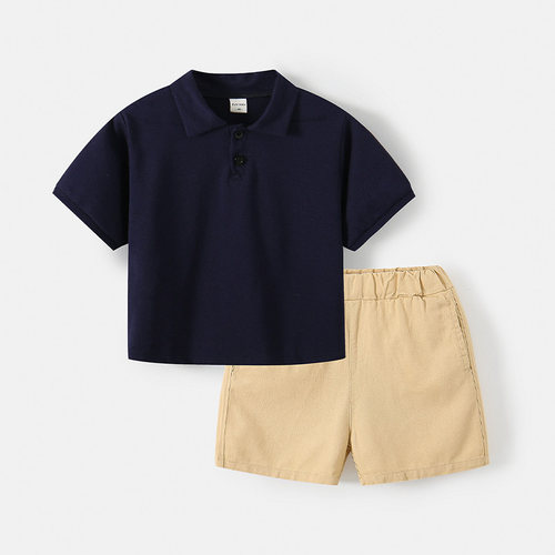 男童夏季POLO衫短袖短裤套装洋气新款韩版夏款T恤潮童两件套休闲