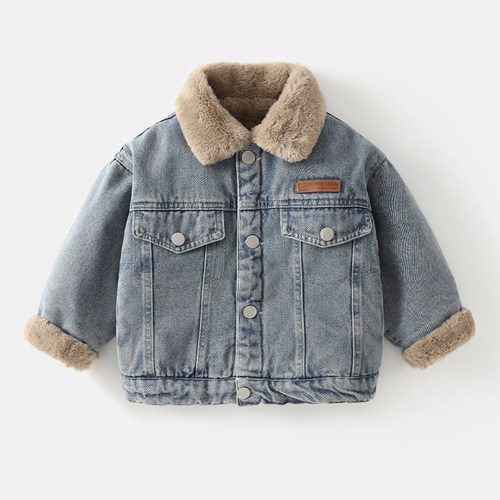 婴儿牛仔外套秋冬款加绒幼儿衣服洋气新款女宝宝加厚小童冬装男孩