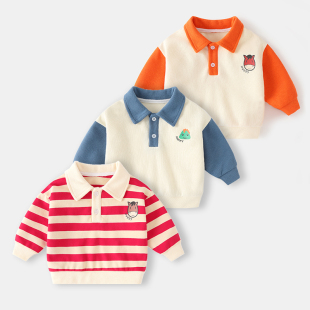 衣服男 儿童2024春装 宝宝polo领卫衣纯棉春秋婴儿新款 洋气上衣春款