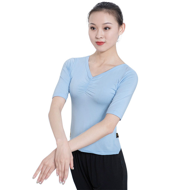2026年新款舞蹈服女跳舞服前抽成人五分袖舞蹈半袖运动形体练功服