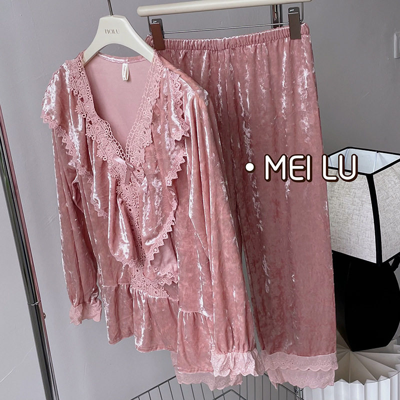 2026新款金丝绒睡衣女冬季女款春秋款长袖网红高级感可外穿家居服