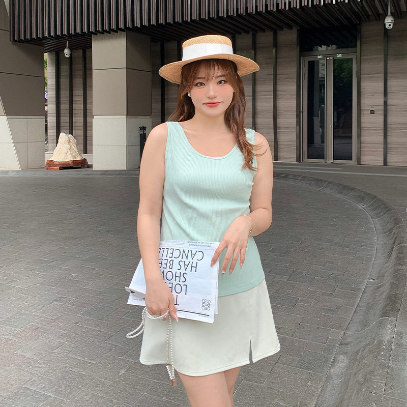 尚橙|夏季新款新品胖mm大码女装多色基础引流款针织打底背心吊带