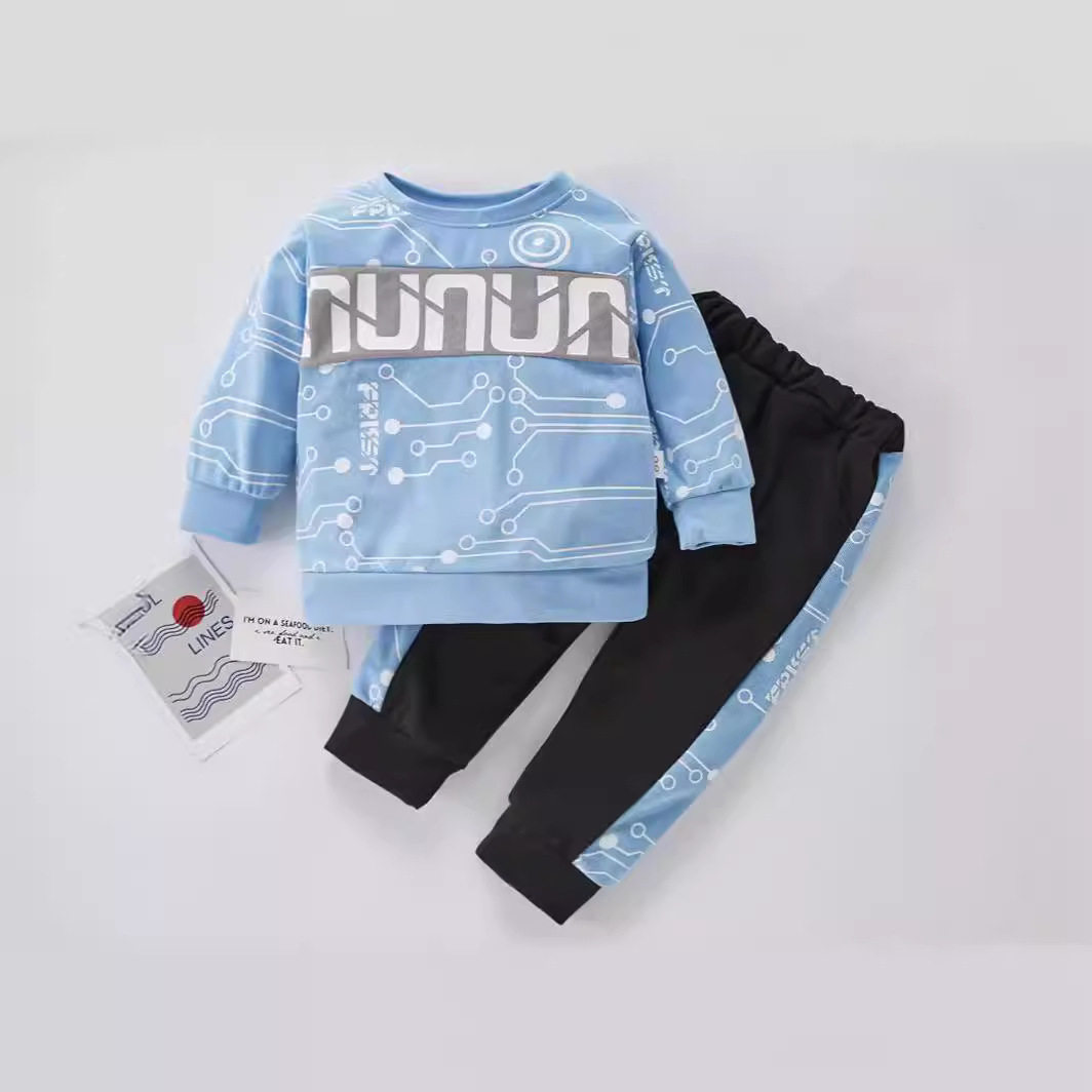 2026年新款外贸男童1-5岁春秋款套装婴幼儿男宝宝运动两件套卫衣
