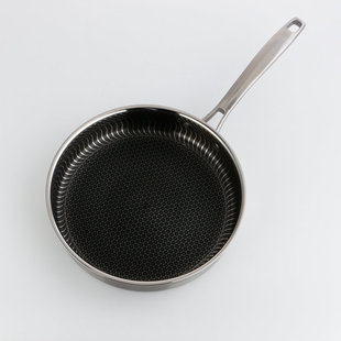 26CM新款不锈钢不粘平底全屏满花煎锅无油烟平底锅家用煎盘锅具