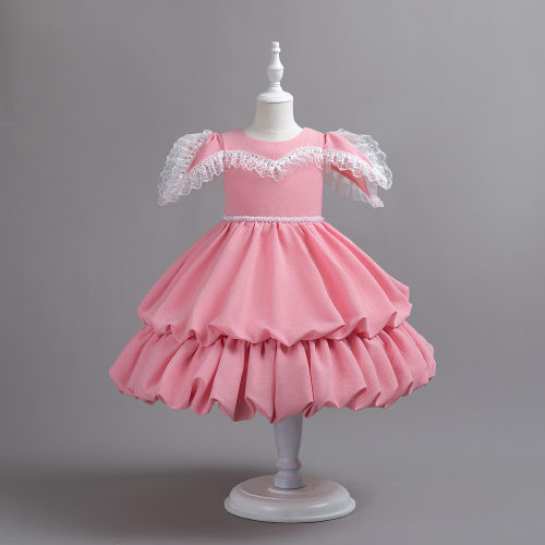 2026春秋新款女童礼服children gress儿童缎布礼服公主蓬蓬裙跨境