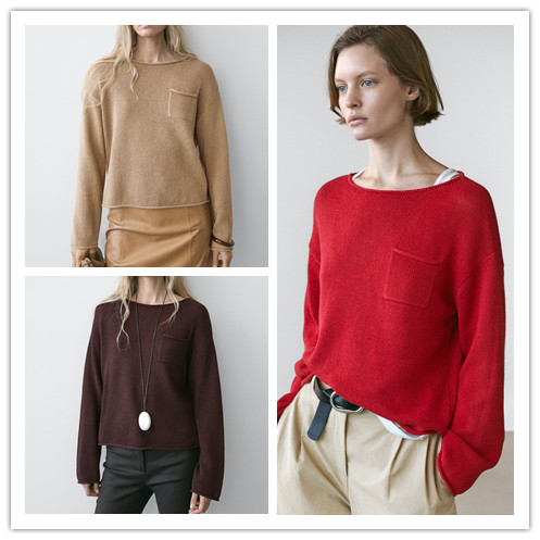 2026女装 MD都市休闲风口袋细节纯棉长袖针织衫上衣 05635535600